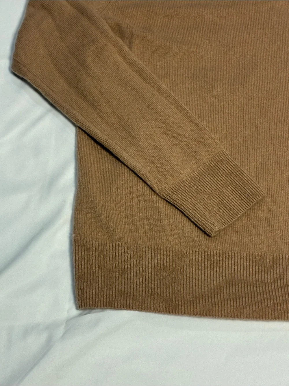 Quince 100% Cashmere Crewneck Sweater XS Camel Tan Minimalist